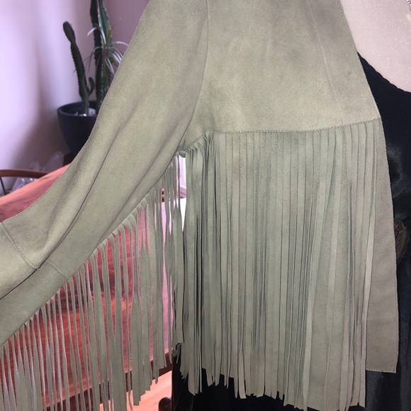 Suede Fringe Jacket. Dove grey S - Picture 3 of 10